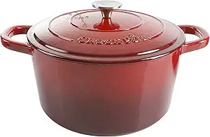 Crock Pot Artisan 5 Quart Enameled Cast Iron Round Dutch Oven, Red | Amazon (US)