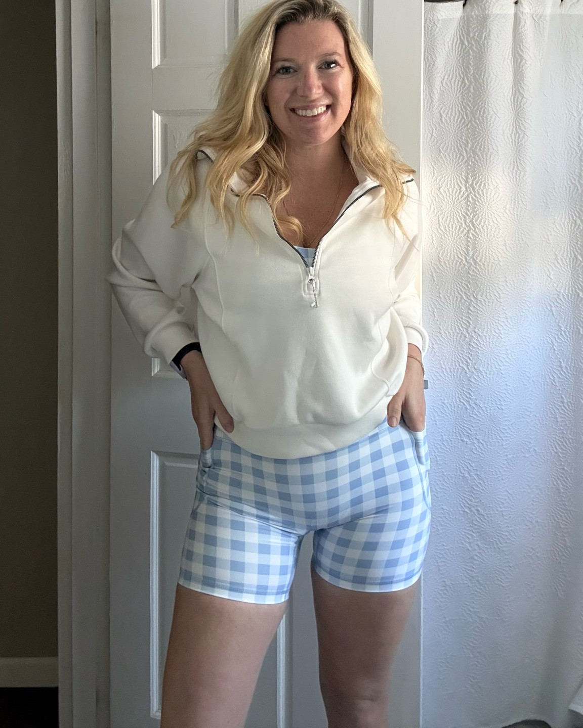 Easiest ootd as a busy mom & I am obsessed with gingham lately 

Old Navy set & Amazon pullover 
Medium in both

#LTKootd #LTKmomlife #LTKActive
