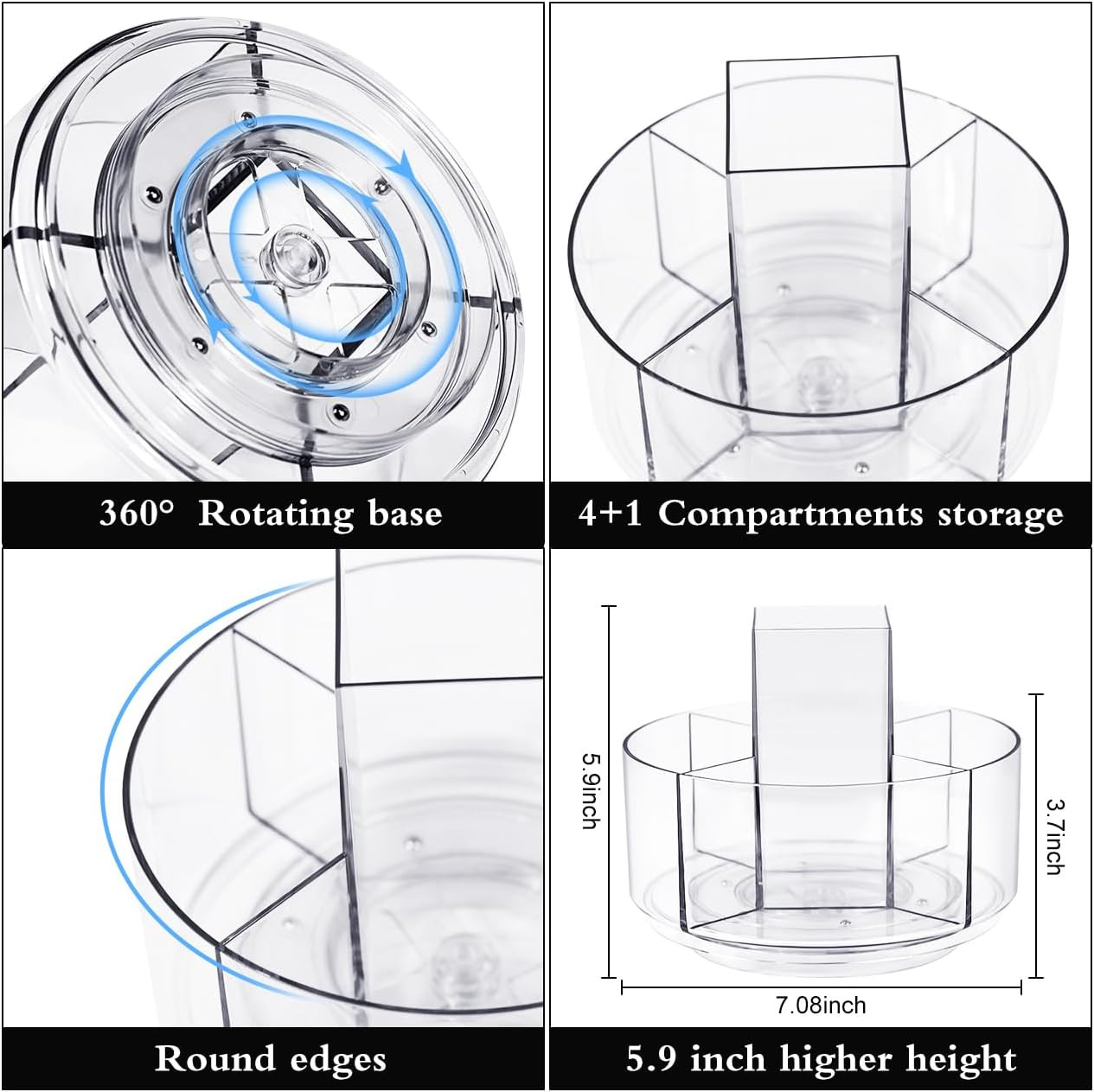 JIKIOU Acrylic Pen Holder, 360-Degree Rotating Pen Holder for Desk, Clear Desk Organizers and Acc... | Amazon (US)
