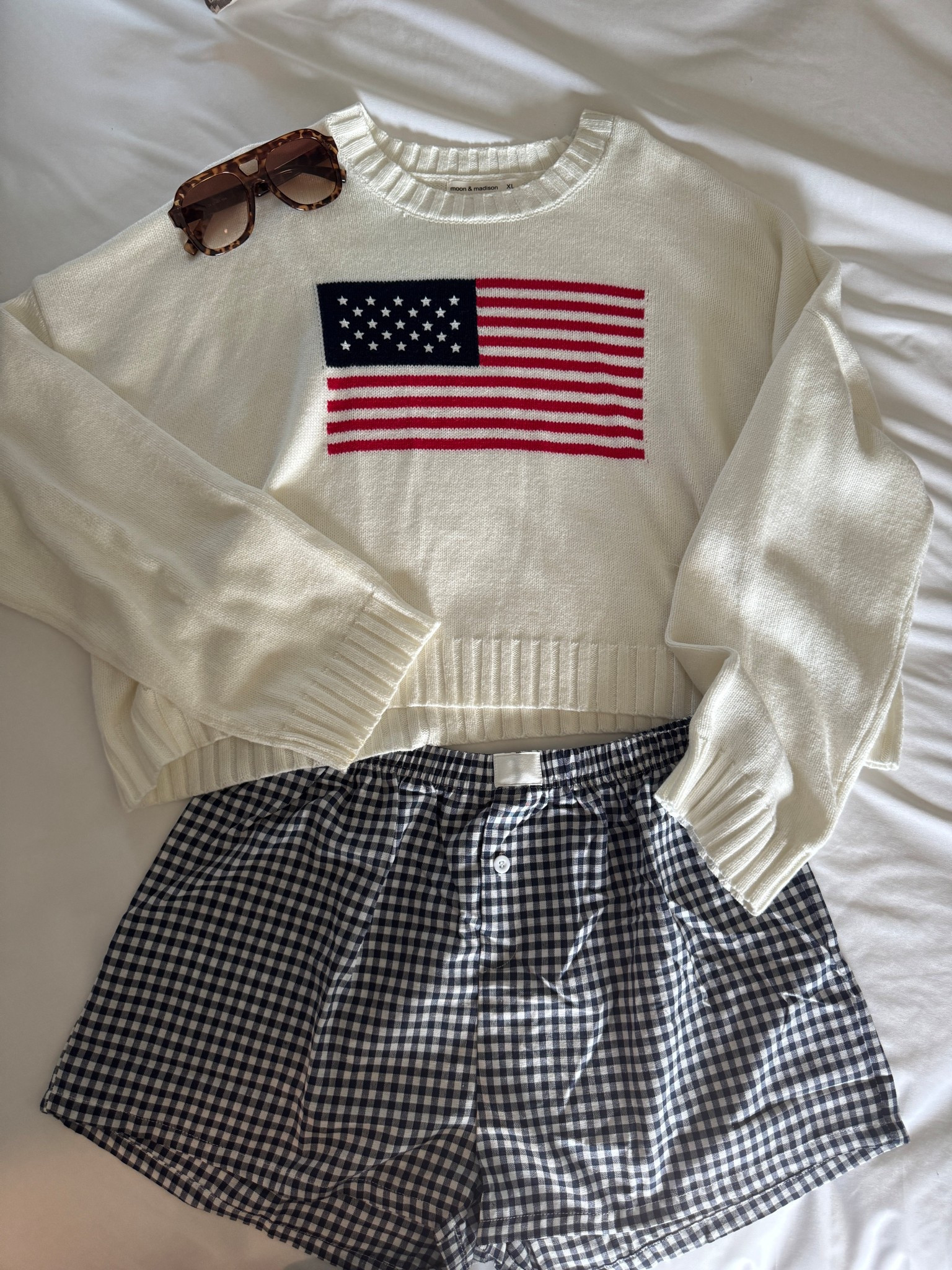 4th of July Outfit Series 🇺🇸 // Part 3: Laid-back & Loungey 🧺✨

Perfect for slow mornings, road trips, or watching fireworks from the porch 💥

I got a small in boxers and extra large in sweater for an oversized fit! 

#LTKFourthOfJuly #LTKComfyStyle #HolidayOutfit #RedWhiteAndCozy

#LTKSummerEdit #LTKBeauty #LTKSeasonal