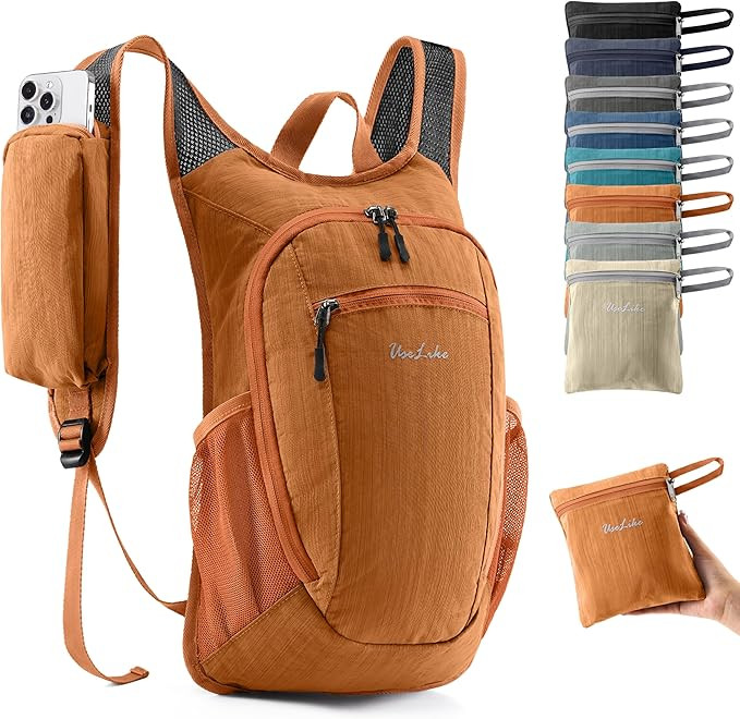 Uselike 10L Small Hiking Backpack Travel Daypack Lightweight Packable Back Pack for Women Men(Ora... | Amazon (US)