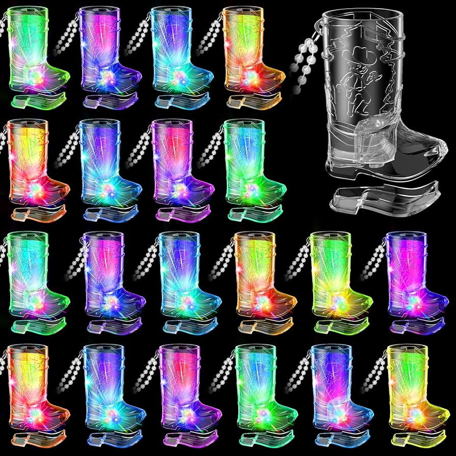 Amazon.com: Light Up Shot Glasses Set of 24 Cowboy Boot Shot Glasses with Beaded Necklace Funny P... | Amazon (US)