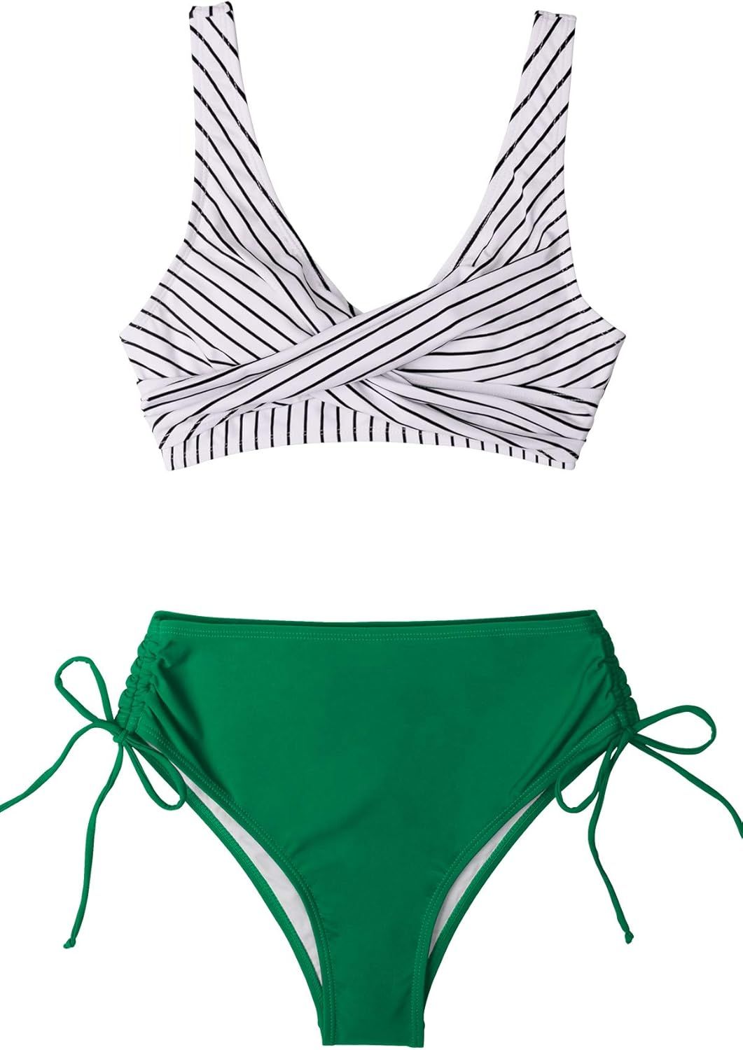 CUPSHE Women's Bikini Swimsuit Front Cross Lace Up Two Piece Bathing Suit | Amazon (US)