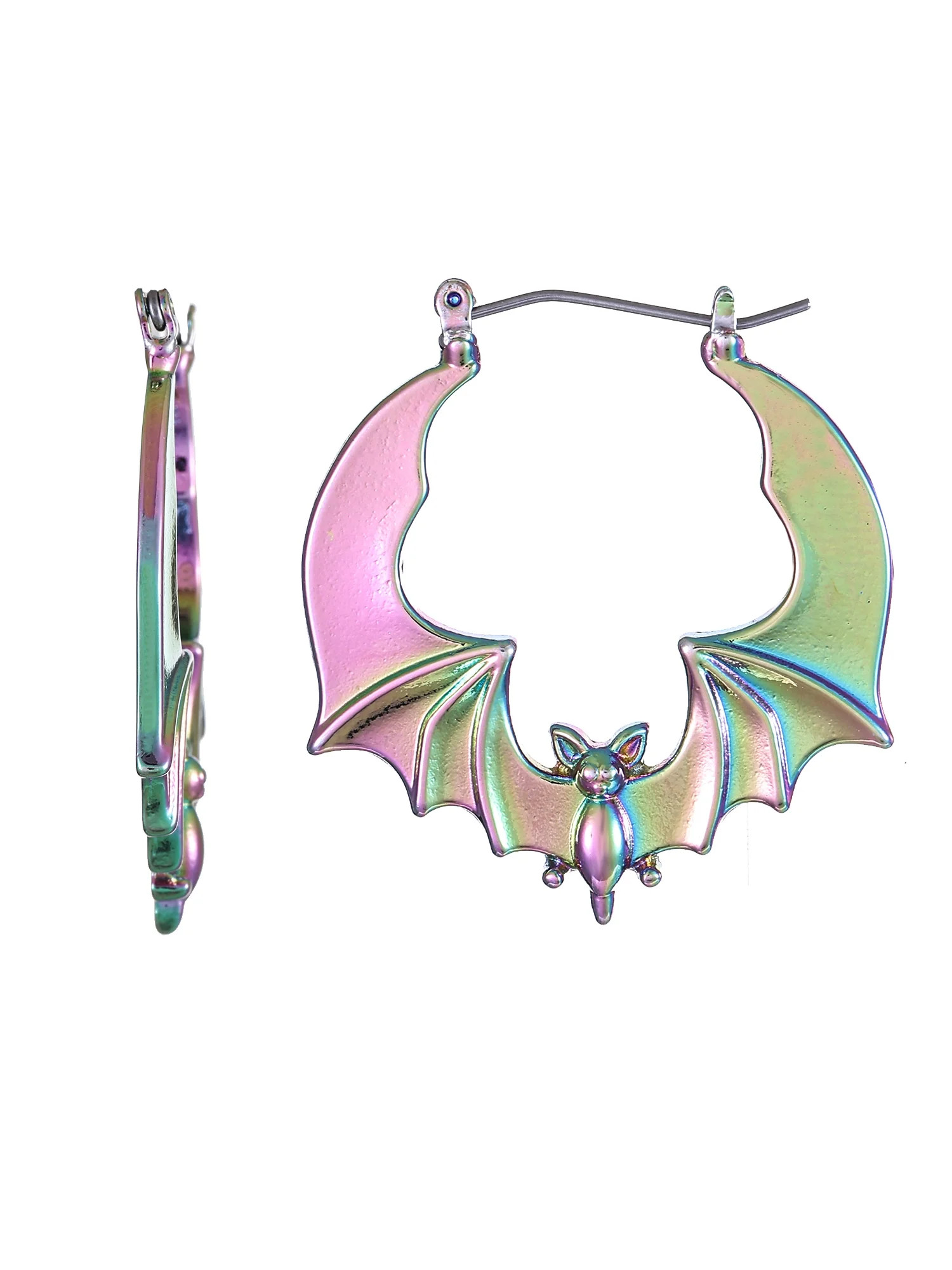 Way to Celebrate Halloween Bat Hoop, Snap Hoop Earring, Black, 1 Pair, Female | Walmart (US)