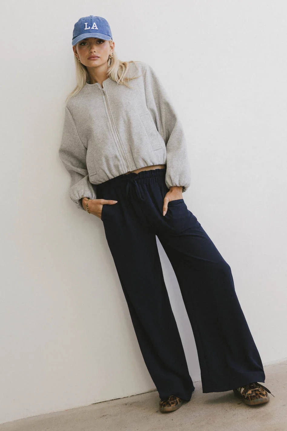 Mina Wide Leg Pants in Navy | Böhme US