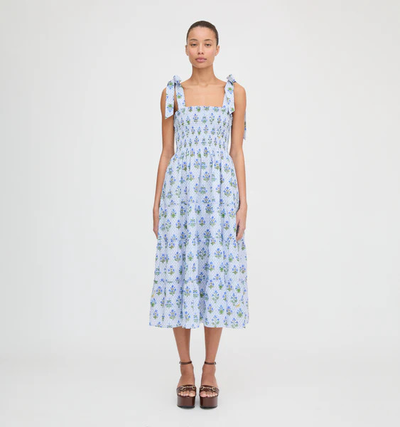 The Ribbon Ellie Nap Dress - Blue Block Print | Hill House Home US