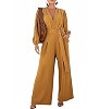 CHICME Womens Elegant Long Puff Sleeve Jumpsuit Deep V Neck Tie Waist Casual Wide Leg Pants Rompe... | Amazon (US)