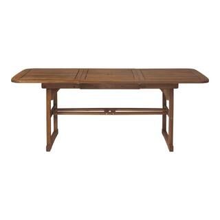 Walker Edison Furniture Company Boardwalk Dark Brown Acacia Wood Extendable Outdoor Dining Table ... | The Home Depot