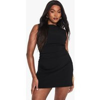boohoo Women's Plus Ruched Sleeveless Mini Dress in Black | Size: 18 | Bengaline | boohoo (US & Canada)