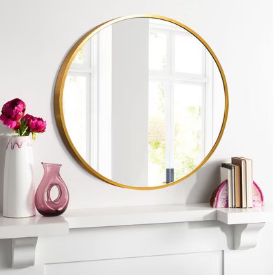 MAYEERTY Aluminum Thin Edge Gold Round Hanging Mirror | Target