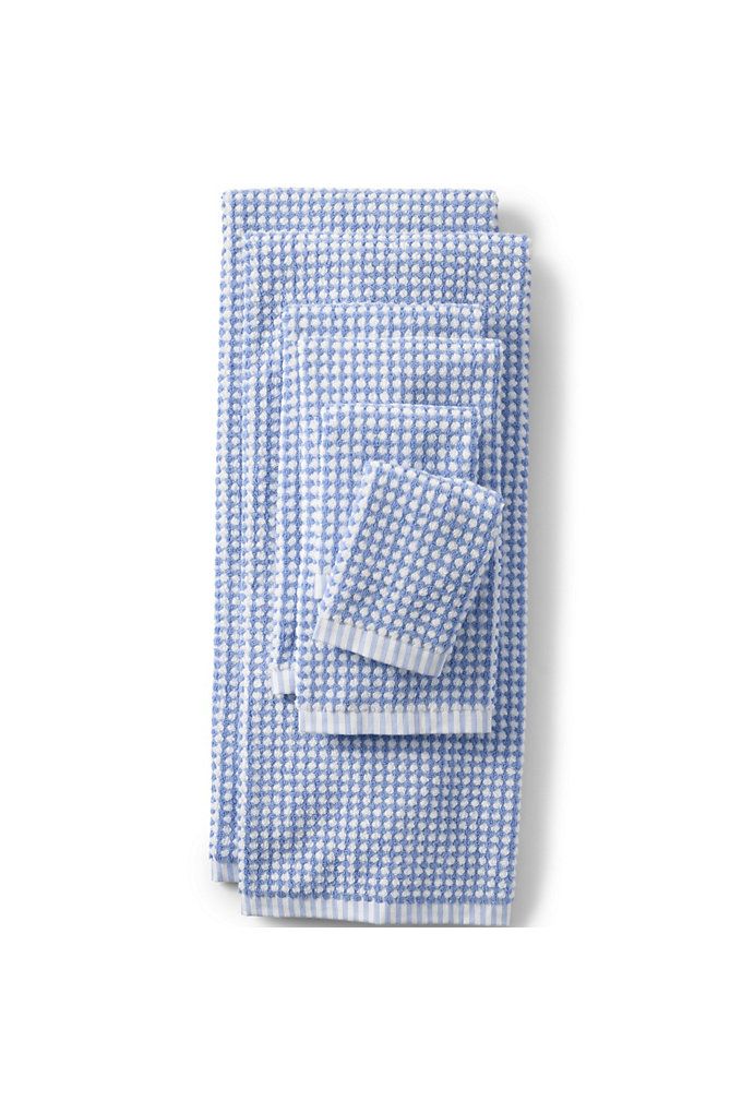 Turkish Quick-Dry Cotton Textured Gingham Hand Towel - Lands' End - Blue | Lands' End (US)