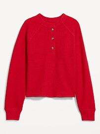 Plush Waffle-Knit Henley Top for Women | Old Navy (US)