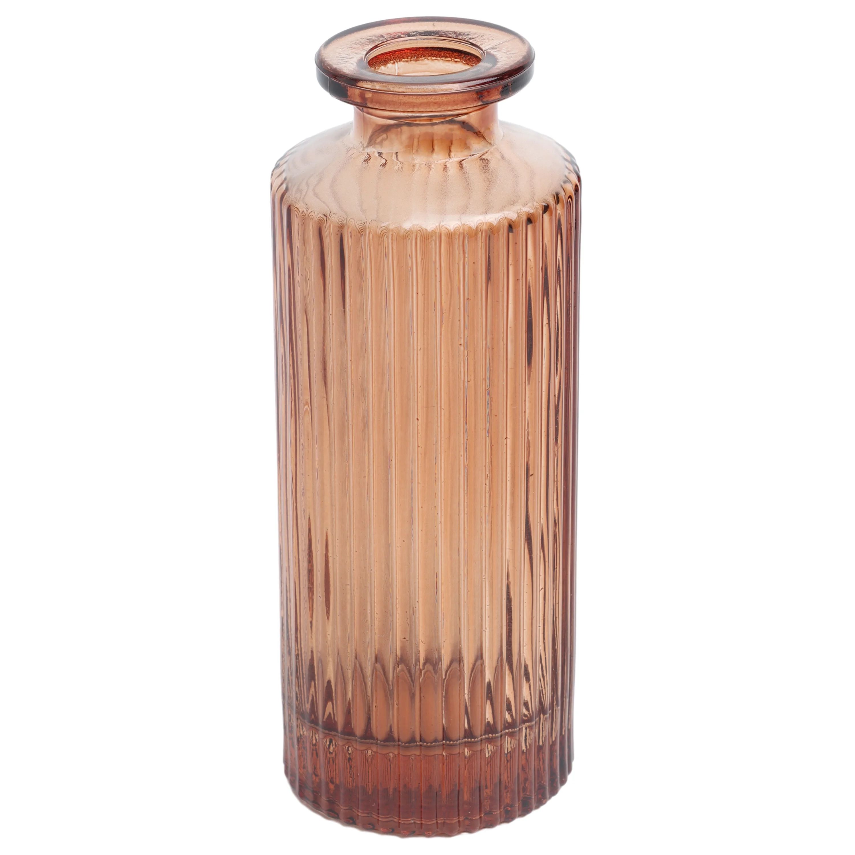 Mainstays 5.2" Mini Amber Translucent Ribbed Glass Indoor Tabletop Vase | Walmart (US)