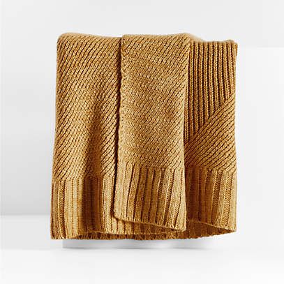 Equinox 70"x50" Sweater Knit Throw Blankets | Crate & Barrel | Crate & Barrel