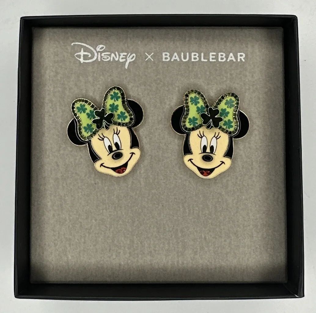 Disney X Baublebar  Green Clover St. Patrick's Day Minnie Mouse Earrings NEW  | eBay | eBay US
