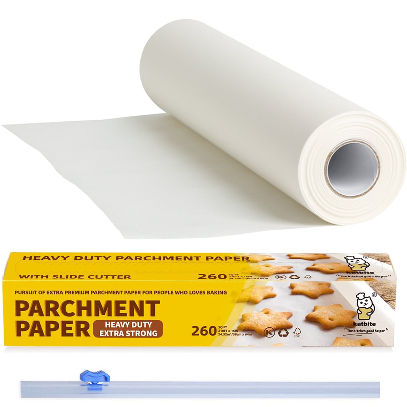 Katbite Heavy Duty Parchment Paper Roll for Baking, 15 in x 210 ft, 260 Sq.Ft,White. | Walmart (US)