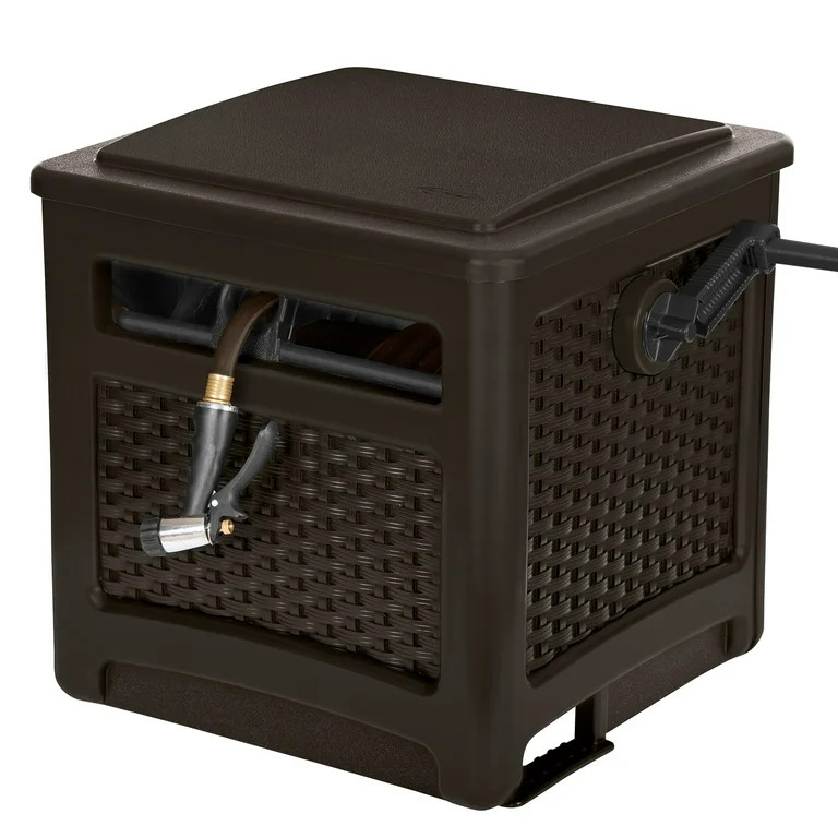 Suncast 225 ft. Smart Trak Wicker Garden Hose Reel Guide and Hideaway, Java Brown | Walmart (US)