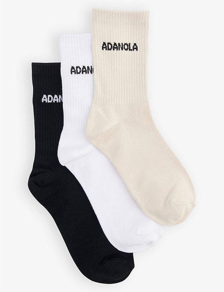 ADANOLA Branded pack of three bamboo-blend knitted socks | Selfridges