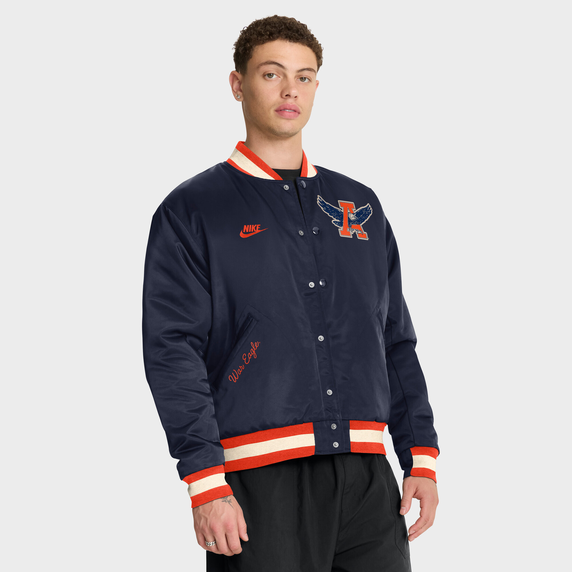 Men's Nike Navy Auburn Tigers Legacy Full-Snap Bomber Jacket | Fanatics