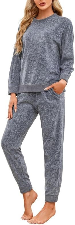 HEARTNICE Womens Pajamas Set Lightweight Fleece Outfit Soft Lounge Pjs Cozy Sleepwear with Jogger... | Amazon (US)