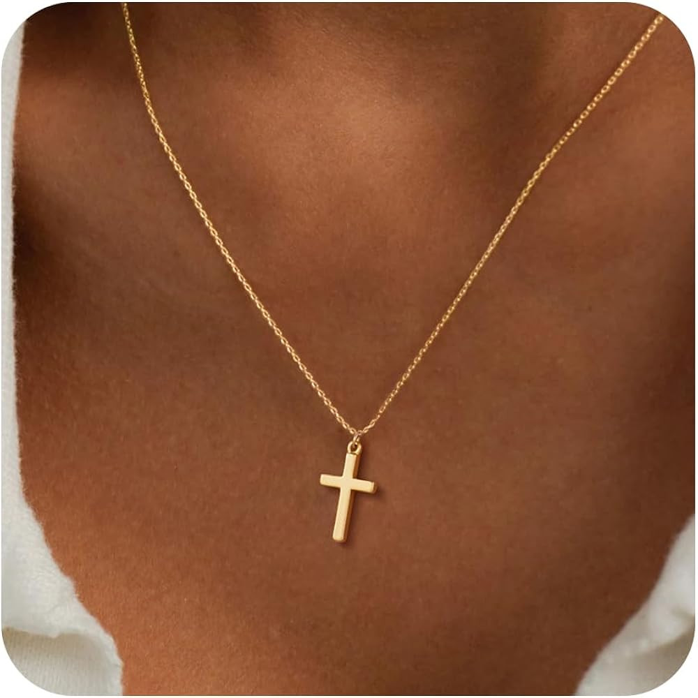 Mothers Day Gifts for Mom Cross Necklace for Women Girls, Dainty 14K Gold Silver Plated Cross Cho... | Amazon (US)