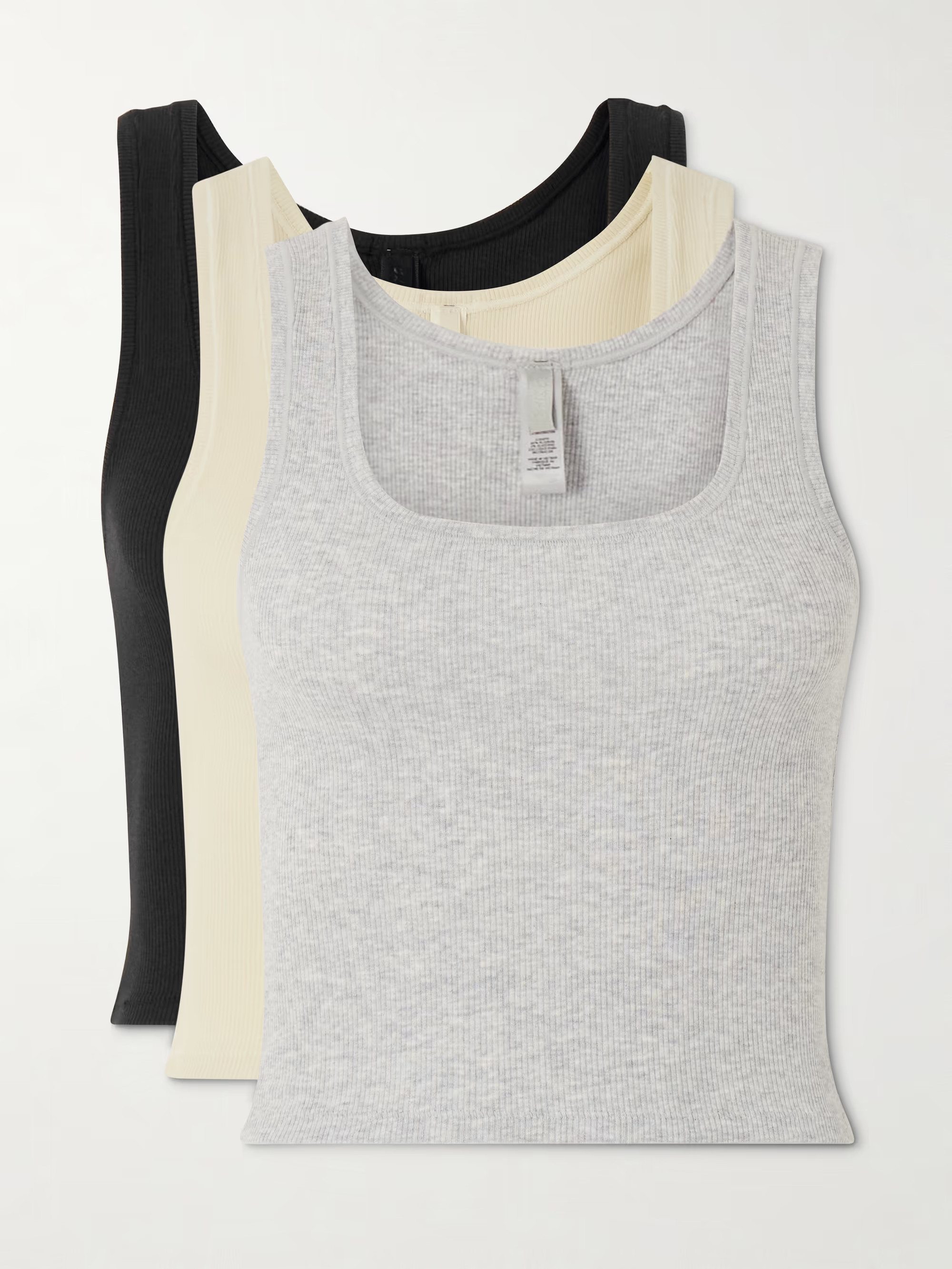 Cotton Rib Tank 3-Pack - Bone, Light Heather Gray, Soot | NET-A-PORTER (UK & EU)