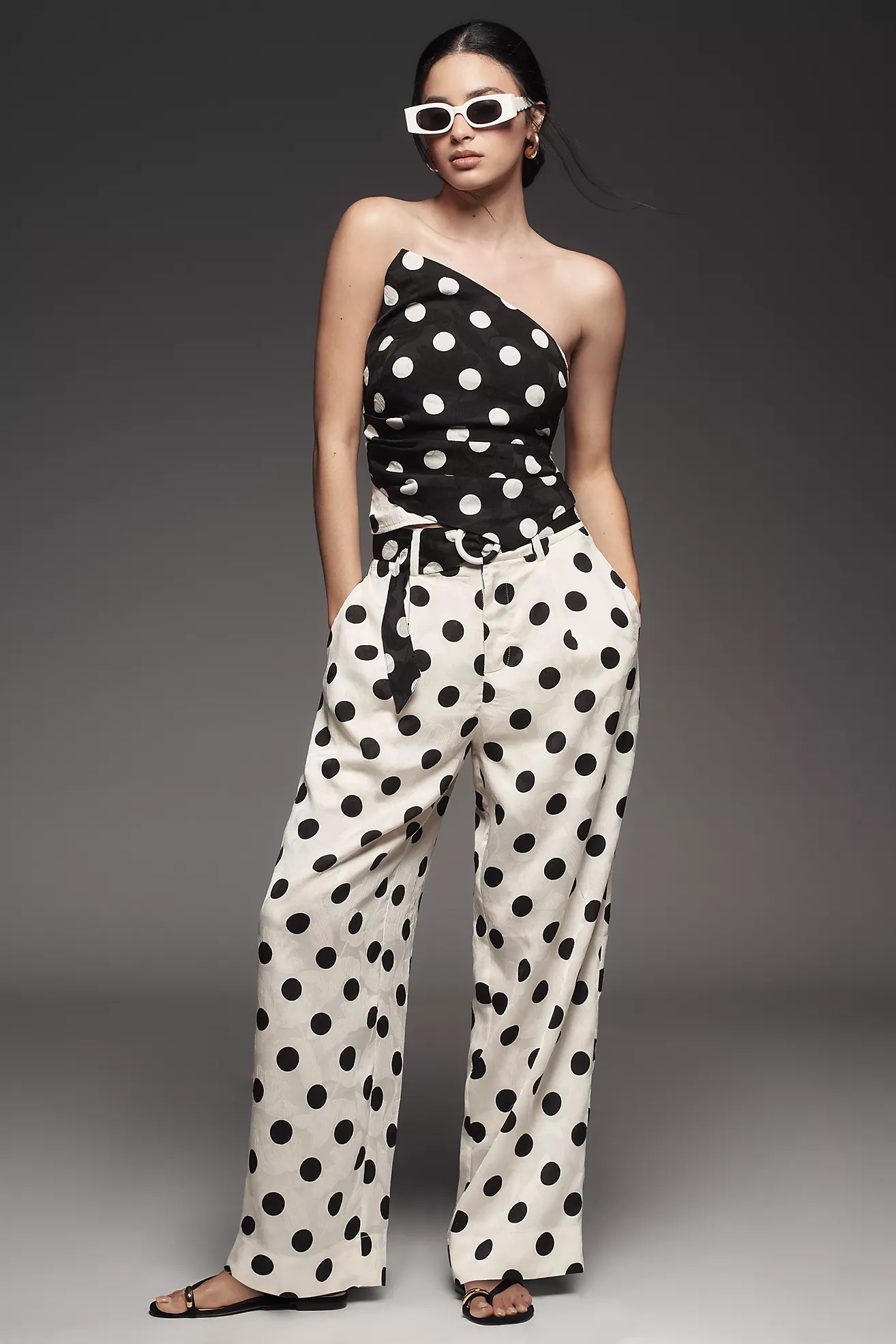 Siempre Danie Dot High-Rise Straight-Leg Trousers | Anthropologie (US)