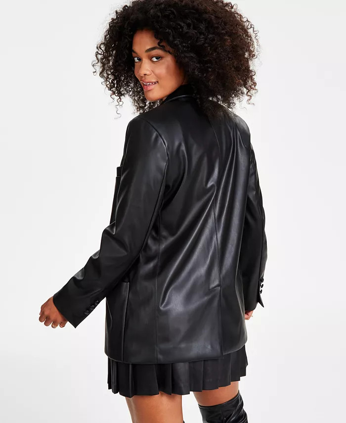 Women's Faux-Leather Blazer, Created for Macy's | Macy's