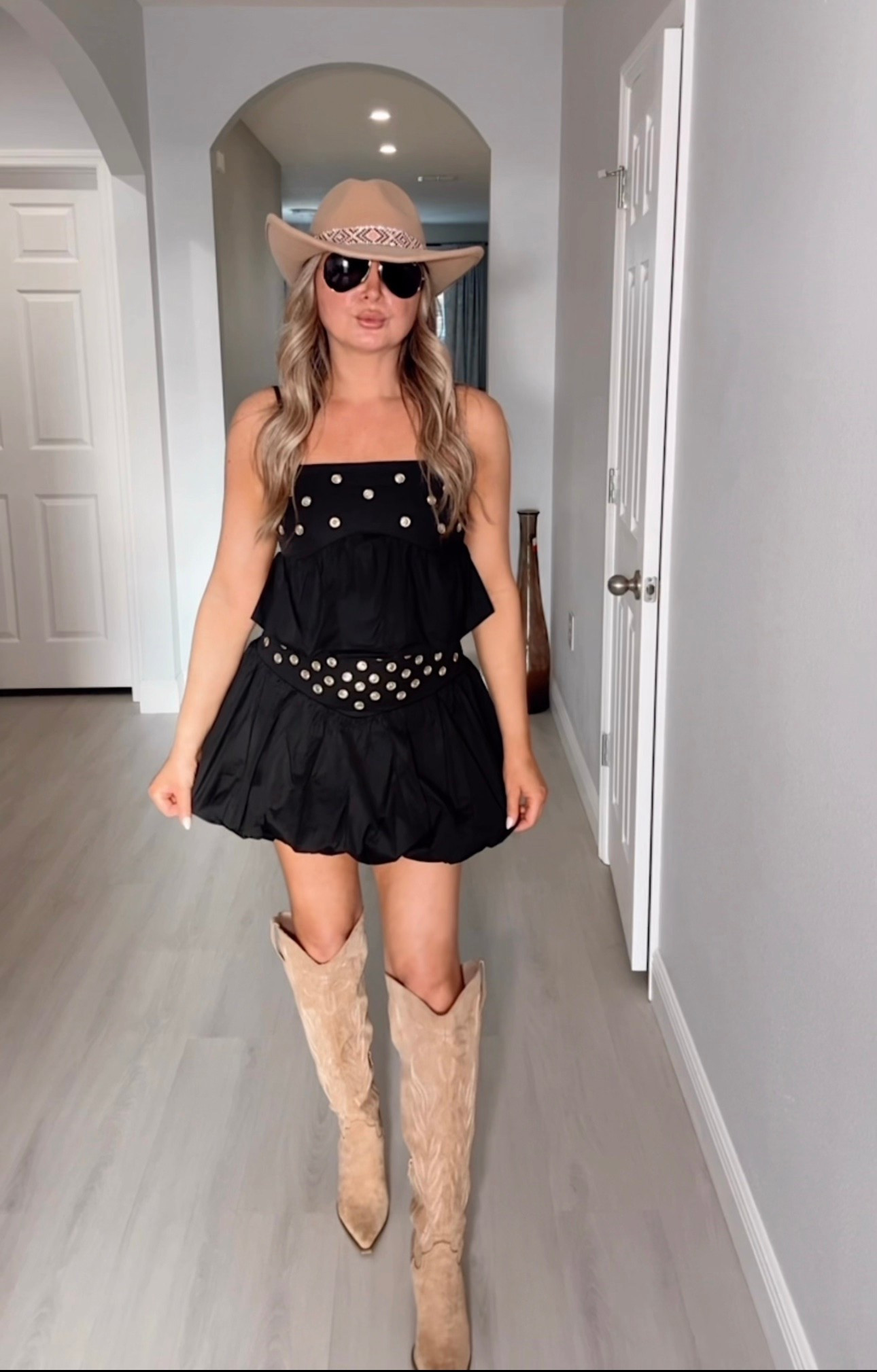 Festival/ country concert look from @VICI 
TTS. Wearing small in top and skirt
I sized up half in boots from 6.5 to 7 (I always do in pointy shoes) and thy fit perfect. Great quality and very comfortable.
They are tall. I’m 5’6 and they hit my knee. I love the length but for the shorter girlies they will go over the knee.

#vici #country #concert #festival 

#LTKgrwm #LTKFestival #LTKootd