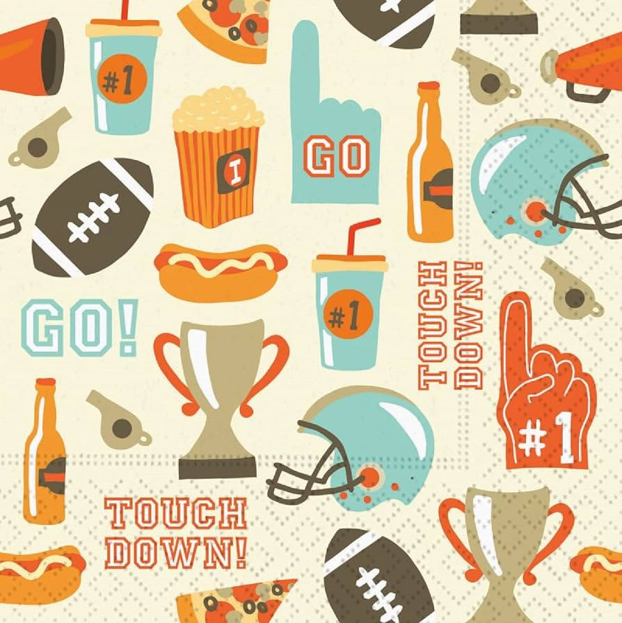Design Design Football Party Napkins - 40 Count | 2 Packs of 20CT Cocktail Napkins | Game Day Ico... | Amazon (US)