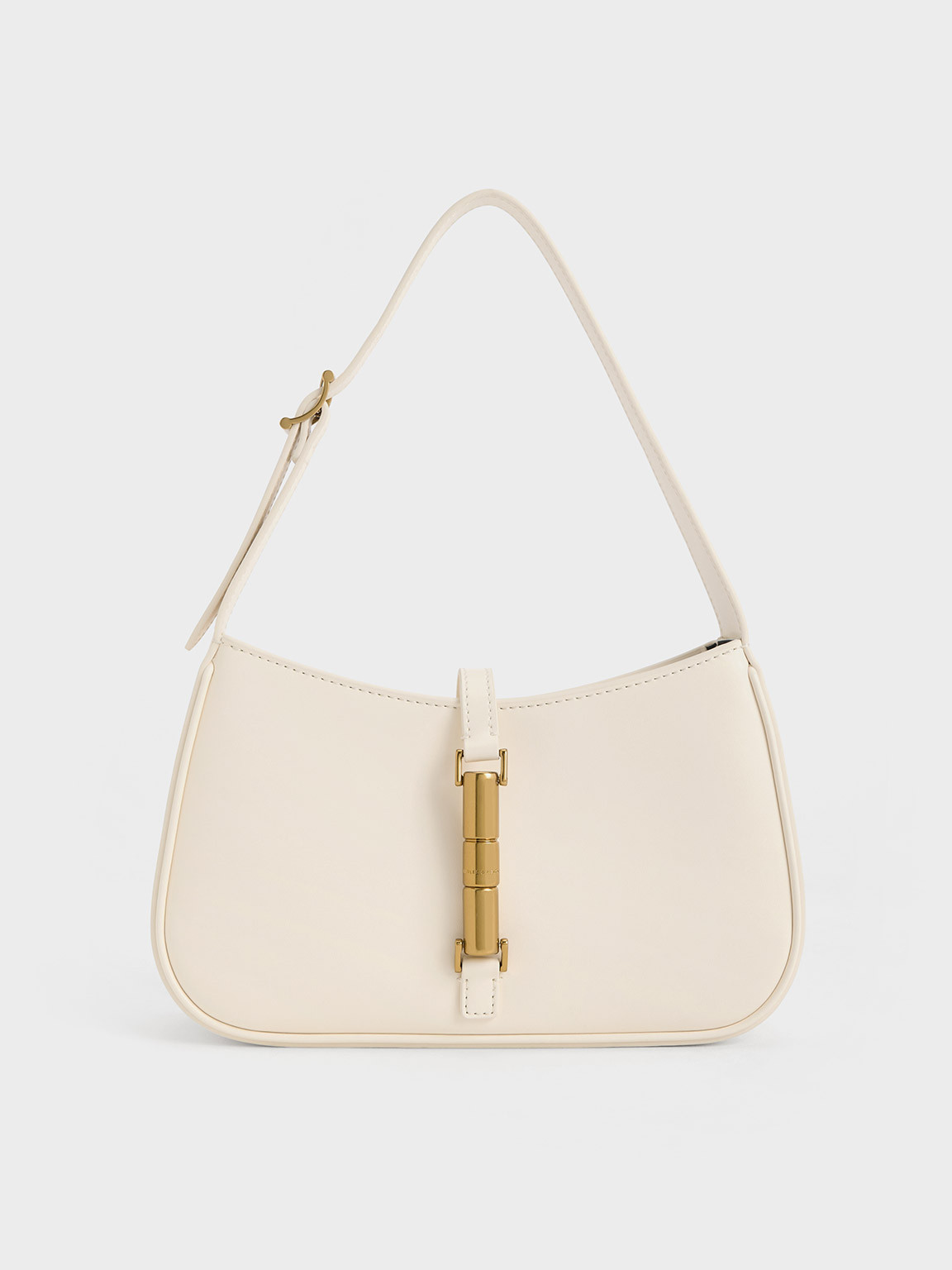 Cream Cesia Metallic Accent Shoulder Bag | CHARLES & KEITH UK | Charles & Keith UK