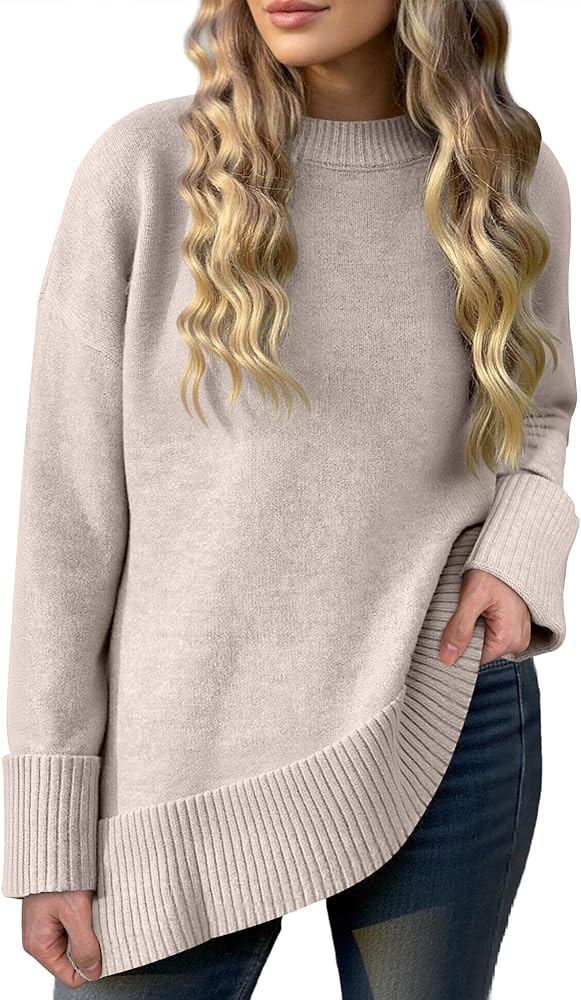 Caracilia Women's Oversized Sweaters 2025 Fall Long Sleeve Loose Knit Casual Chunky Pullover Swea... | Amazon (US)