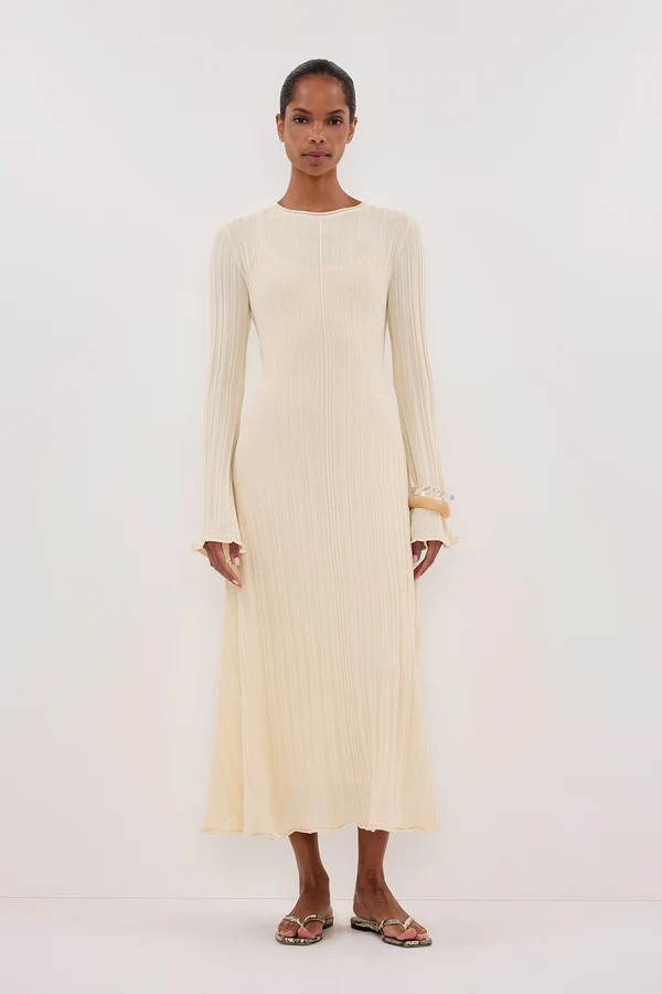 SYLVIA CREAM KNIT MIDI DRESS | DISSH
