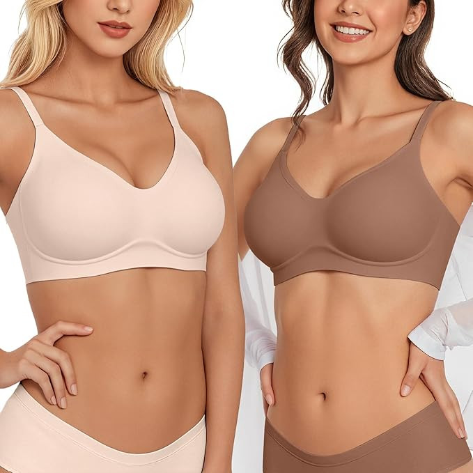 Vertvie Wireless Bras for Women Full Coverage Supportive Seamless Bralettes No Underwire Push Up ... | Amazon (US)