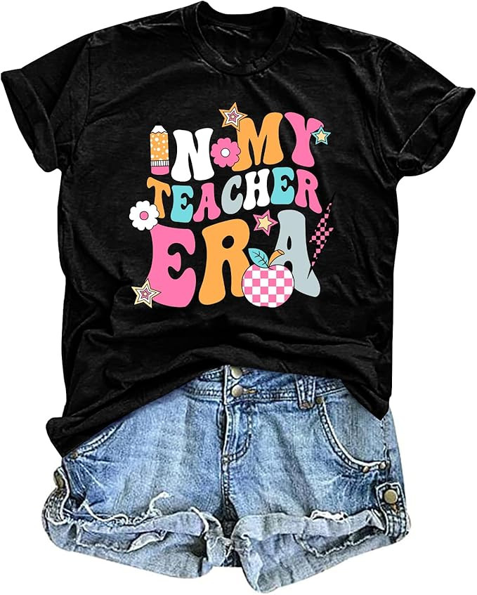 Teacher Shirts for Womens in My Teacher Era T-Shirt School Life Tees Teaching Gifts Shirt Graphic... | Amazon (US)