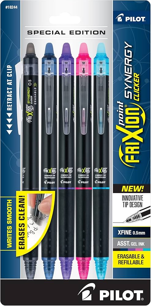 PILOT FriXion Synergy Clicker Erasable, Refillable & Retractable Gel Ink Pens, Extra Fine Point, ... | Amazon (US)