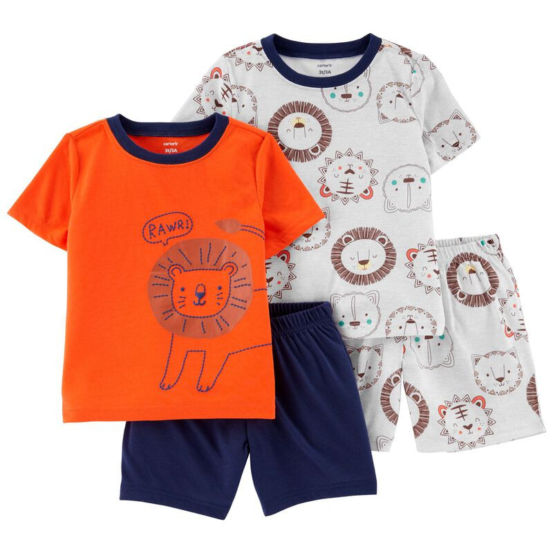 4-Piece Lion Loose Fit Poly PJs | Carter's