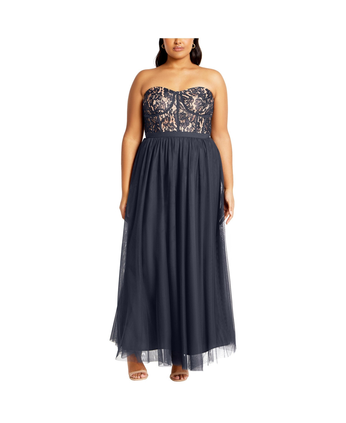 City Chic Women's Sweet Beauty Maxi Dress - Navy | Macy's