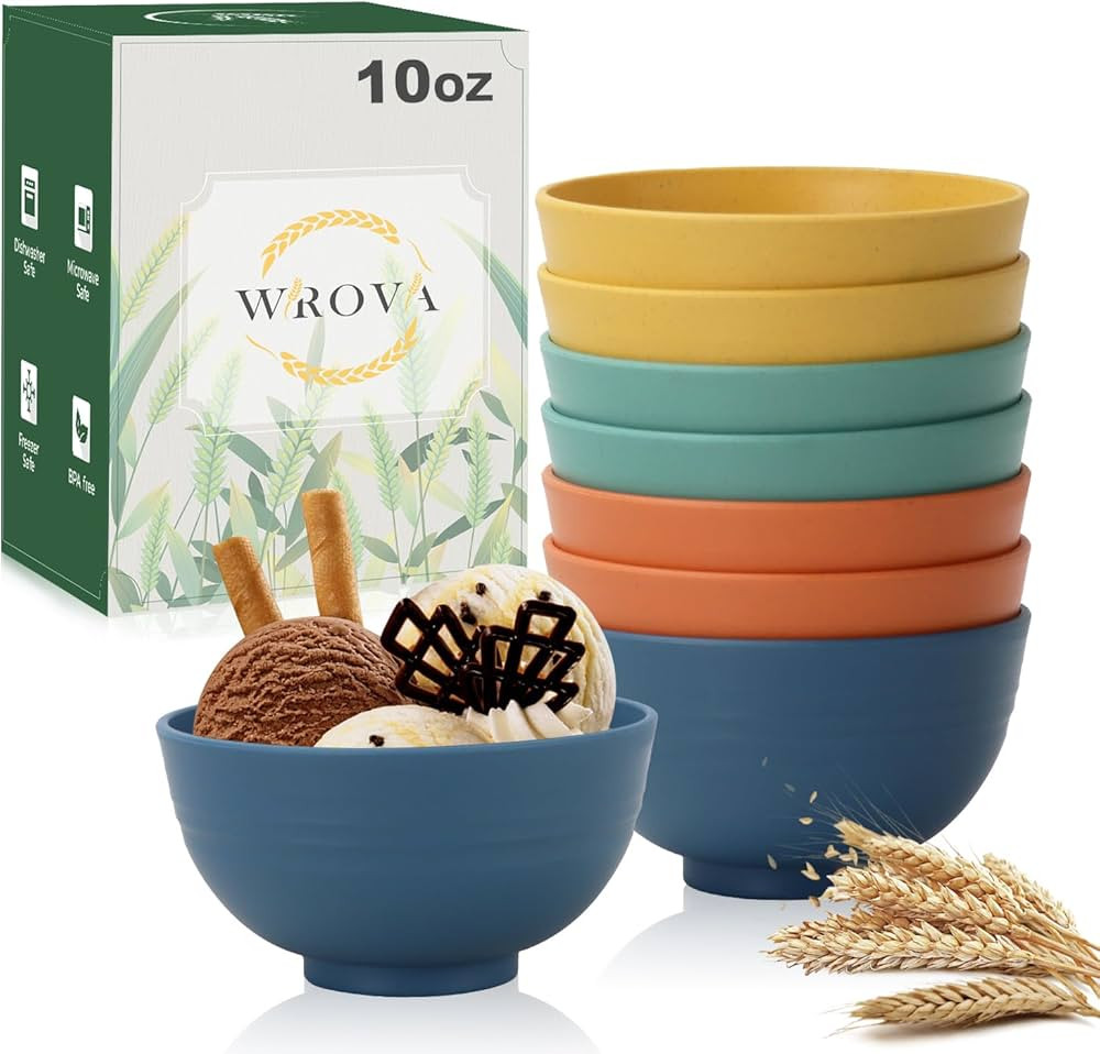 wheat straw small bowls 10oz set of 8 - Unbreakable Dessert Bowls for kids - Mini Bowls for Ice C... | Amazon (US)