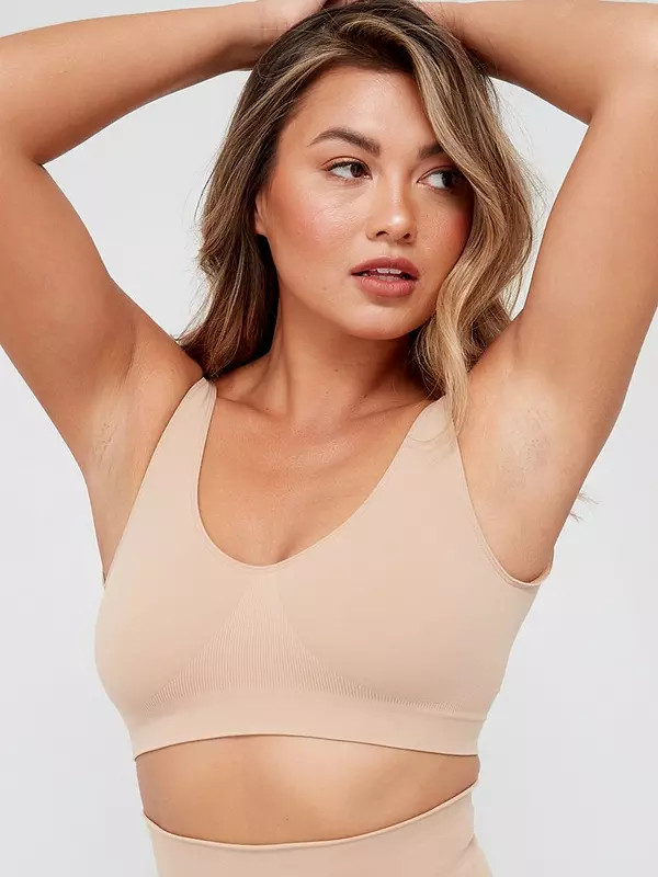 V by Very Shape Enhancing Seamless Plunge Bra - Beige | Very (UK)