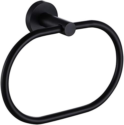 Swivel Towel Ring Matte Black, Angle Simple Stainless Steel Hand Towel Rack Wall Mount, 7.9 Inch | Amazon (US)