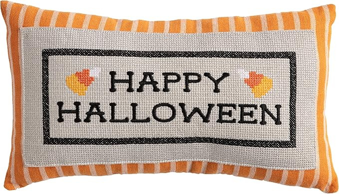 Mud Pie Embroidered Halloween Pillow, Orange | Amazon (US)