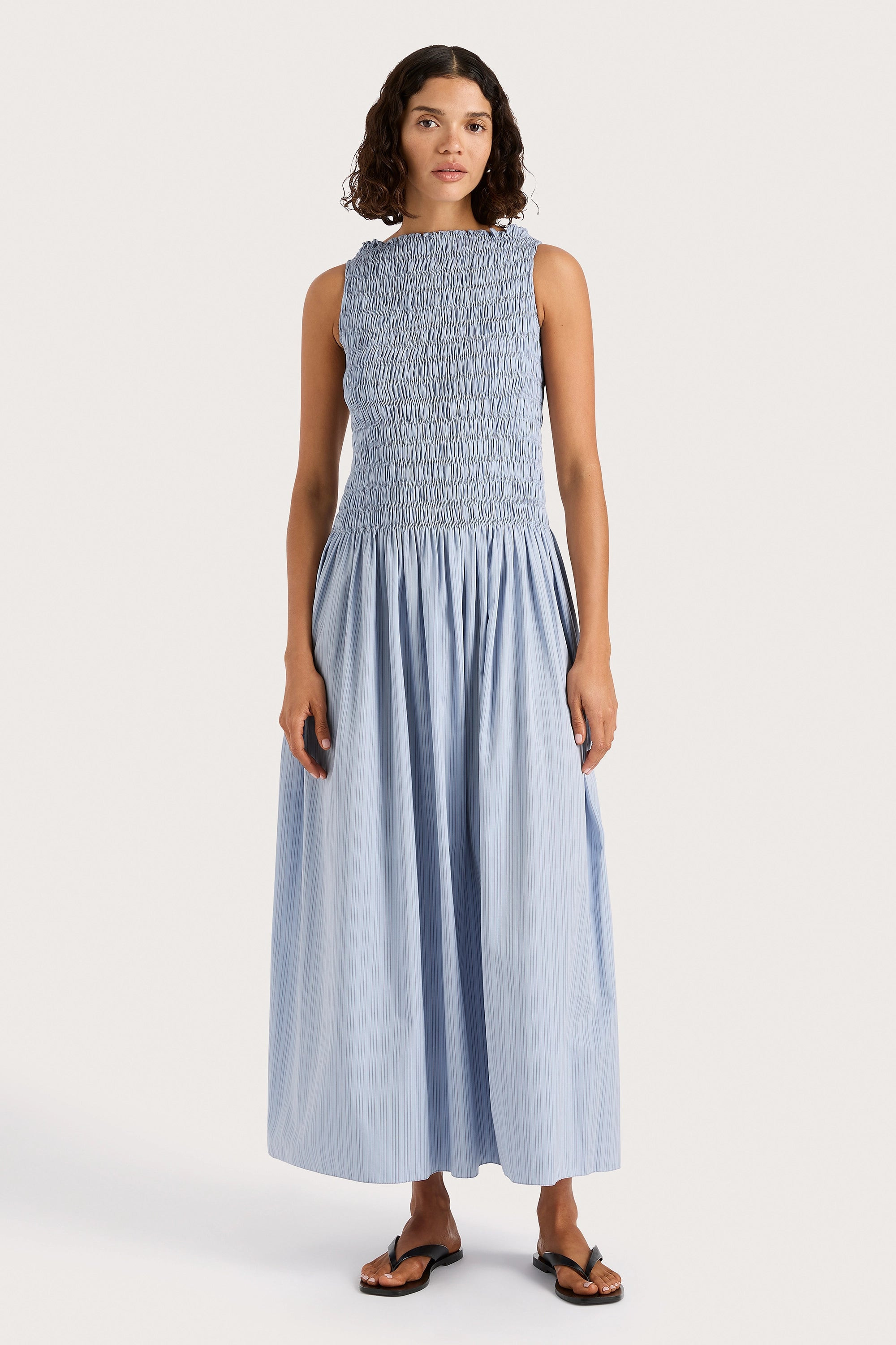 Noa Maxi Dress Blue Pinstripe, XS / BLUE PINSTRIPE | Faithfull (AU)