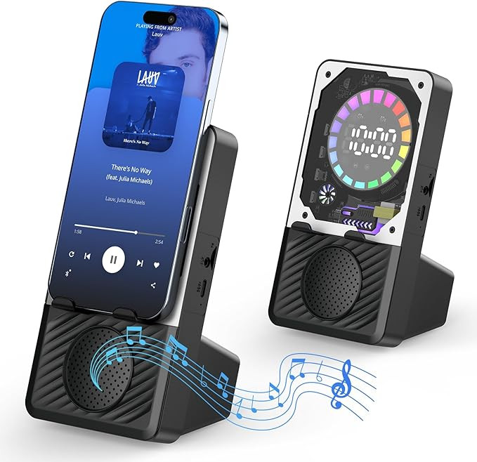 Wireless Induction Speaker, 5 in 1 Bluetooth Speaker with Cell Phone Stand, Phone Holder with Rec... | Amazon (US)