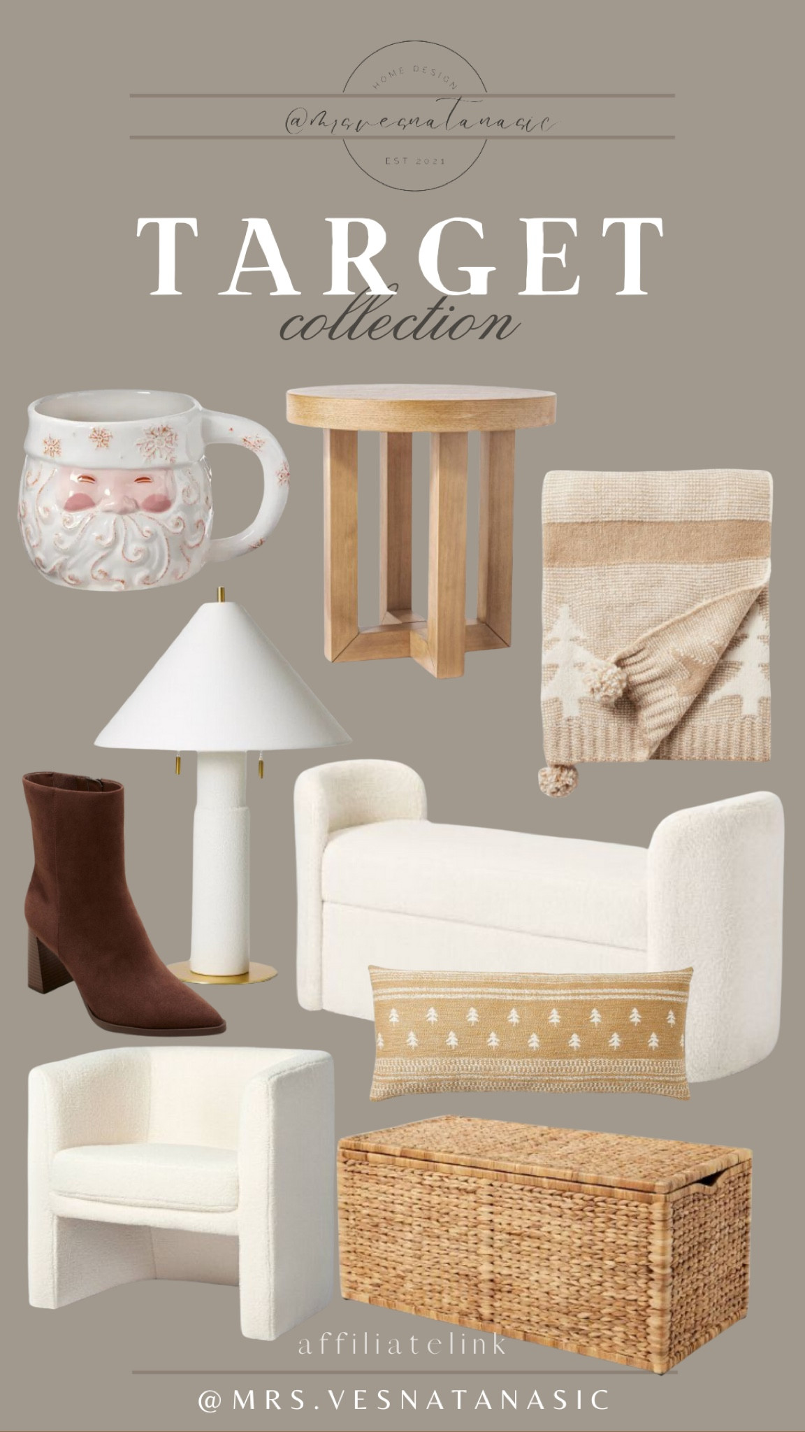 Target collection of home & fashion finds for Holidays! I love this Santa mug, so cute! @Target #Target #TargetStyle 

Holiday outfits, Christmas, Holiday home, throw pillow, Santa mug, lamp, boots, bench, side table, Holiday, gift guide, gift ideas for her, 

#LTKGiftGuide #LTKhome #LTKHoliday
