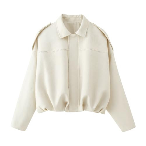AKODOZO Womens Bomber Jacket Oversized Faux Suede Cropped Coat Batwing Sleeve Trendy Fall Zip Up Motorcycle Outerwear | Amazon (US)