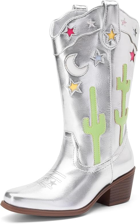 DREAM PAIRS Girls Cowboy Boots Cowgirl Mid Calf Western Boots with Low Heel Square Toe for Little... | Amazon (US)