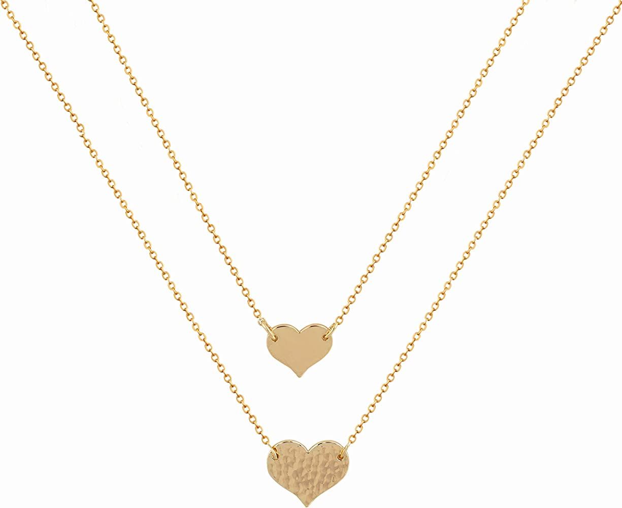 MEVECCO Layered Heart Necklace Pendant Handmade 18k Gold Plated Dainty Gold Choker Arrow Bar Laye... | Amazon (US)