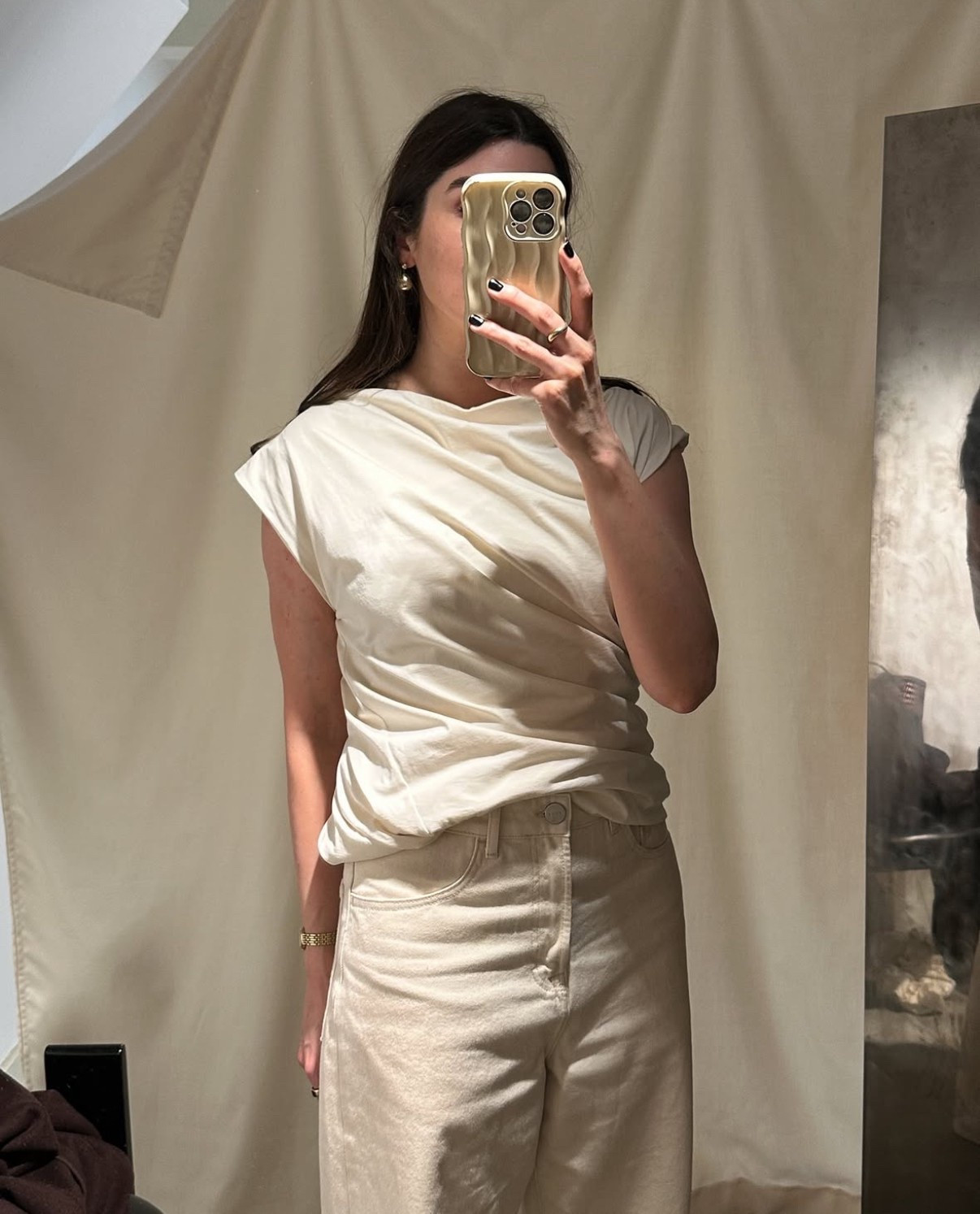 A spot of spring shopping in Amsterdam. Warm, sunny days call for all white and cream neutral outfits, and this draped top is a chic way to elevate jeans 

#LTKstyletip #LTKspring