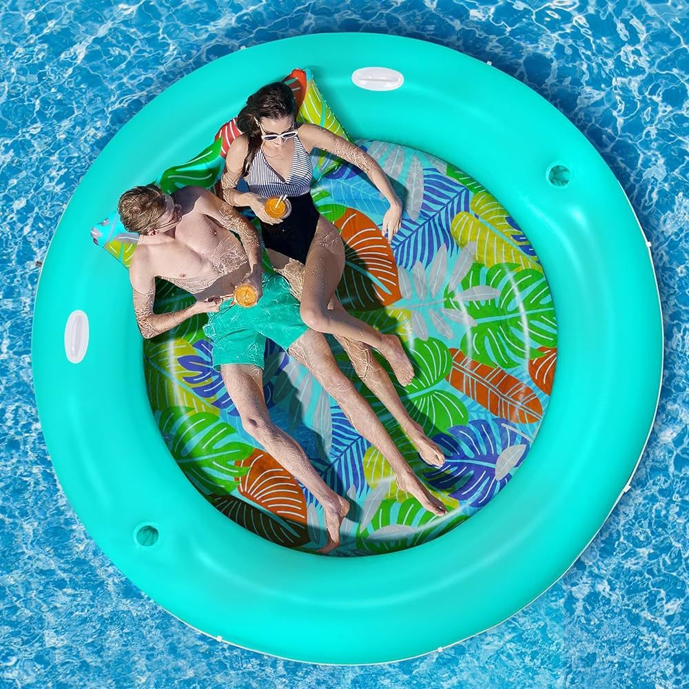 Heavy Duty Tanning Pool Lounger Float with Removable Base, 77'' x 77'' Extra Large Suntan Tub Poo... | Amazon (US)